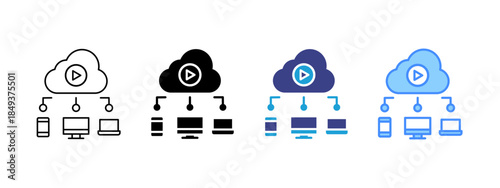 Cloud Media   icon set multiple style collection