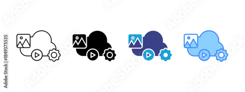 Cloud Media icon set multiple style collection
