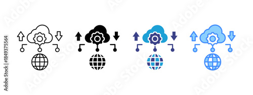 Cloud Service icon set multiple style collection