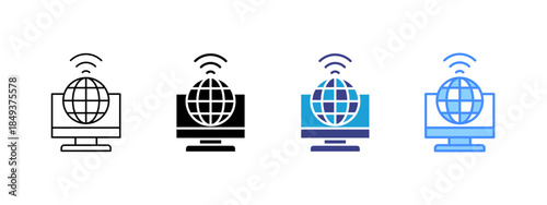 Internet icon set multiple style collection