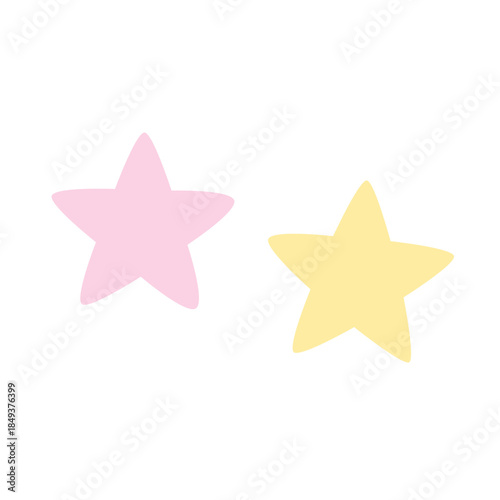Cute pastel star icons with soft colors and simple shapes, playful illustration ideal for stickers, kids designs, branding, and digital projects.