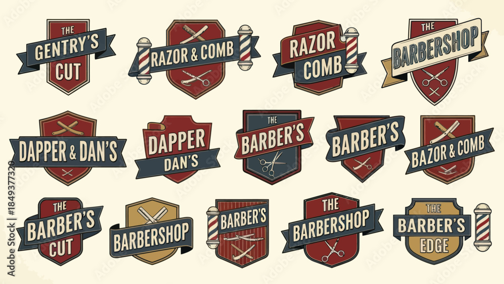 Obraz premium Collection of Barbershop Logos and Emblems.