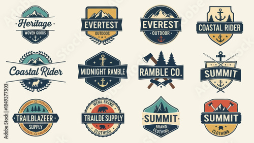Collection of Vintage Style Adventure Logos.