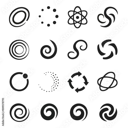 Geometric Pattern: A collection of various swirling shapes and circular arrangements, each crafted with precision and symmetry, creating a visually engaging display of abstract design.