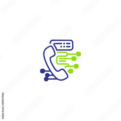 Digital phone call, VoIP communication, and network connection icon.