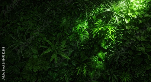 Aerial View of Lush Foliage and Dappled Light in a Dense Forest