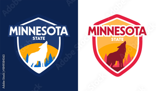 minnesota state with beautiful views and wolf silhouettes