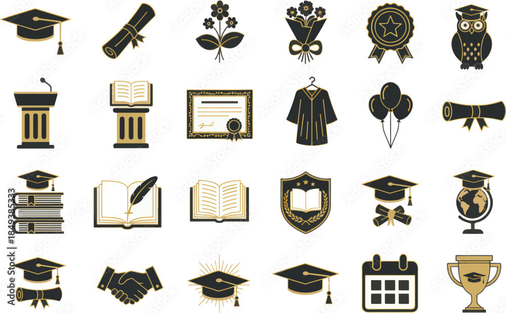 custom made wallpaper toronto digitalGraduation elements icons set