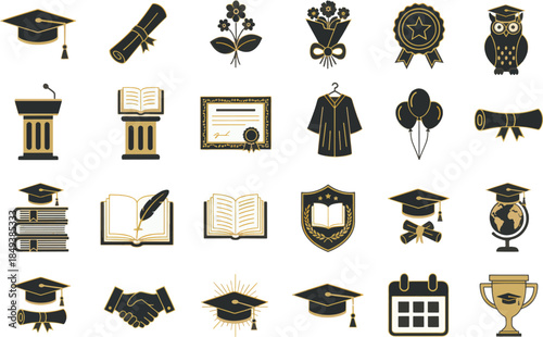 Wallpaper Mural Graduation elements icons set Torontodigital.ca
