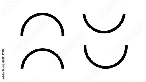 abstract black arcs and curves on a clean white background minimal graphic