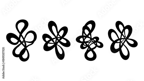 Abstract black knot designs on a white background geometric shapes and patterns
