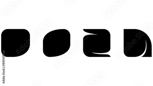 abstract black shapes collection on white background for graphic design elements