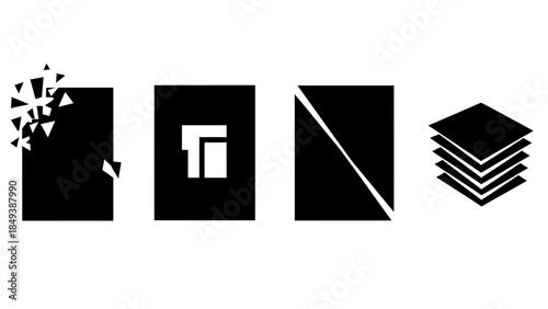 Abstract Geometric Icons Representing Concepts of Fragmentation Organization and Layering