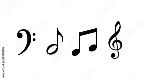 Black Music Notes Symbols Isolated on White Background Simple Icons for Audio and Sound