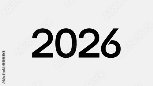 Bold black number 2026 on a clean white background creating a minimalist design concept