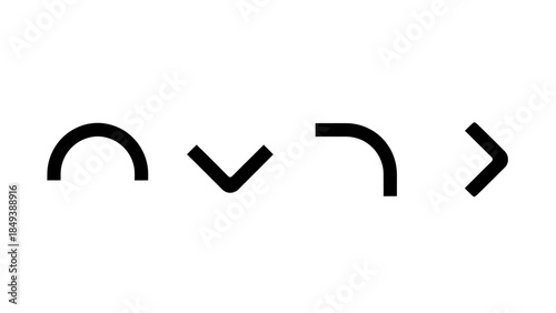 Minimalist abstract graphic shapes curved lines and angles on a white background