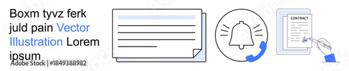 Digital communication, legal documentation, reminders, task management, business operations, workflow automation. Documents, notification bell contract signing. Digital communication and legal