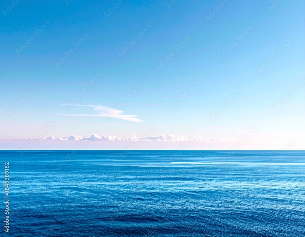 Fototapeta premium ocean horizon blending seamlessly into the sky, minimal color separation