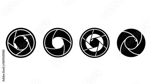 Set of Camera Aperture Icons Minimalist Design Vector Art Illustration