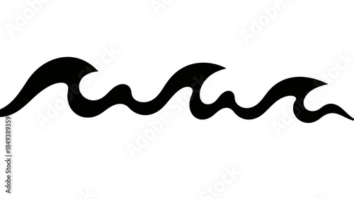 Stylized Black Wave Pattern Simple Minimalist Design for Aquatic Themes
