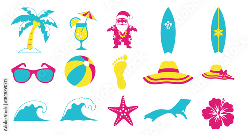 A Playful Tropical Winter Escape Silhouette Set with Humorous Holiday Juxtaposition.svg