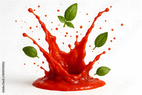 Tomato Pasta Sauce Splash with Basil – Dramatic Food Motion