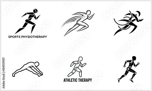 Running Athlete Icons Sports  Athletic Therapy Set logotypeiconsportslogodesign.