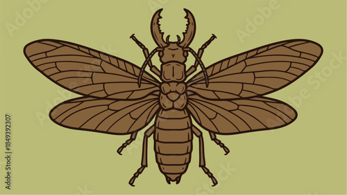 Detailed illustration of a winged termite insect.