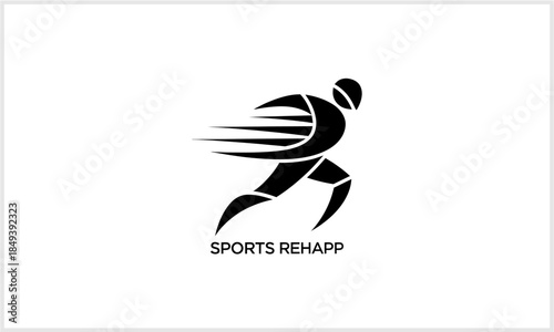 Running Silhouette Logo with "SPORTS REHAPP" Text - Motion Icon logotypeiconsportslogodesign.