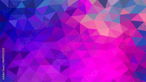 This seamless geometric wallpaper features a digital mosaic of colorful purple and pink triangle shapes in an abstract polygon vector design that creates a vibrant textured backdrop element