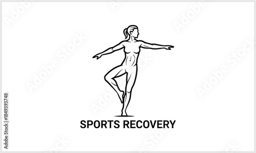 Woman Yoga Pose Sports Recovery Symbol Fitness Balance logotypeiconsportslogodesign.