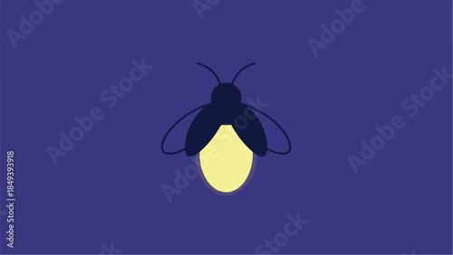 Minimalist Firefly Illustration Glowing in the Dark Night.