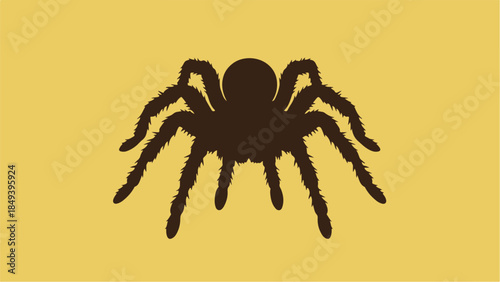 Tarantula silhouette on a yellow background.