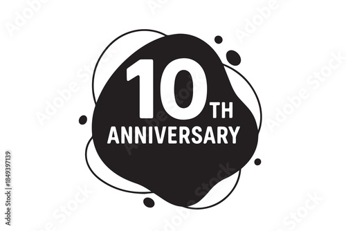 A simple vector background celebrates a 10th anniversary with elegant geometric curved lines, combining modern style and smooth flow to create a refined, festive, and timeless visual atmosphere.