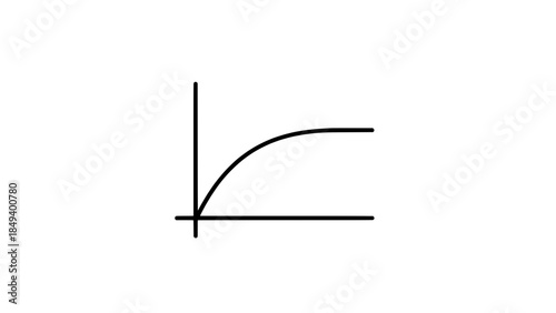 Minimalist line graph icon with axes and curved rising line - vector outline