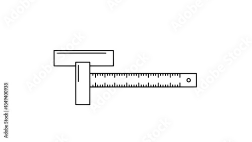 Minimalist vector line drawing of a vernier caliper measuring tool
