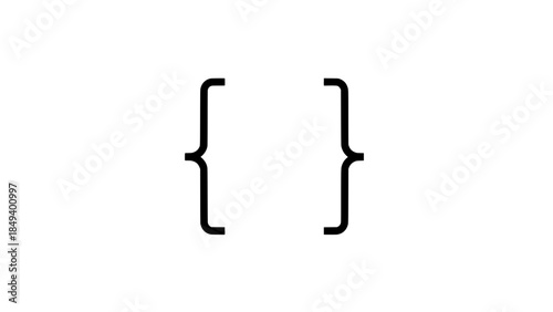 Minimalist vector pair of curly braces icons (left and right) for code and programming