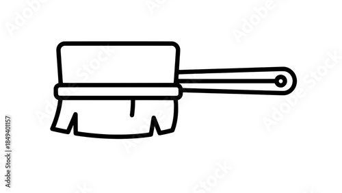 Minimalist outline paintbrush icon with handle and bristles - vector line art