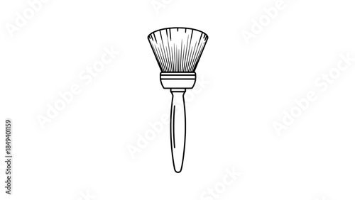 Line art paintbrush icon – vector illustration of a brush with bristles, ferrule and handle (black and white)