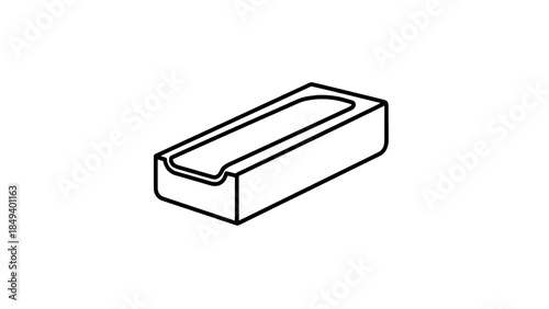 Isometric line-art eraser icon (outline) with 3D perspective