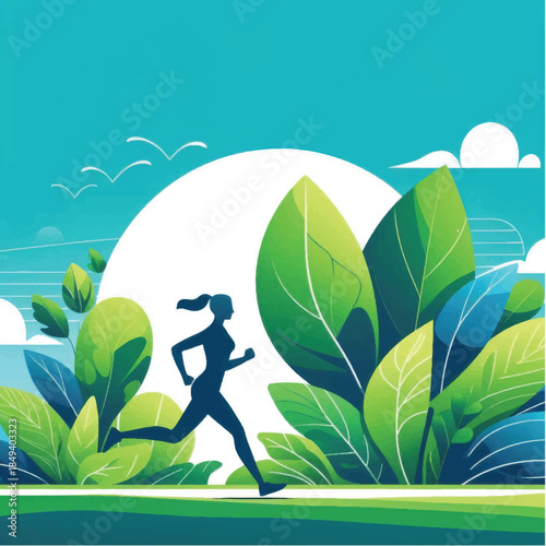 Silhouette of a woman running outdoors symbolizing health and fitness.
