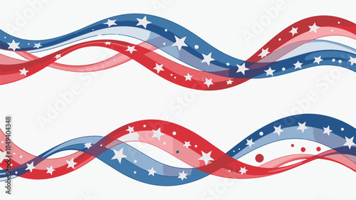 Decorative Wave Designs with Stars and Ribbons in a Patriotic Theme
