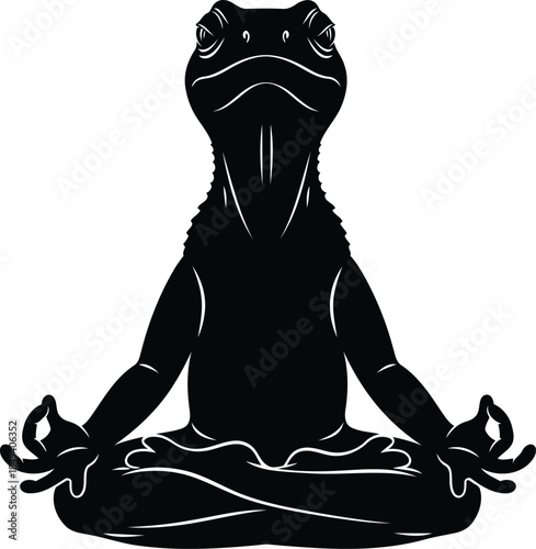 Peaceful lizard practicing yoga and mindfulness illustration