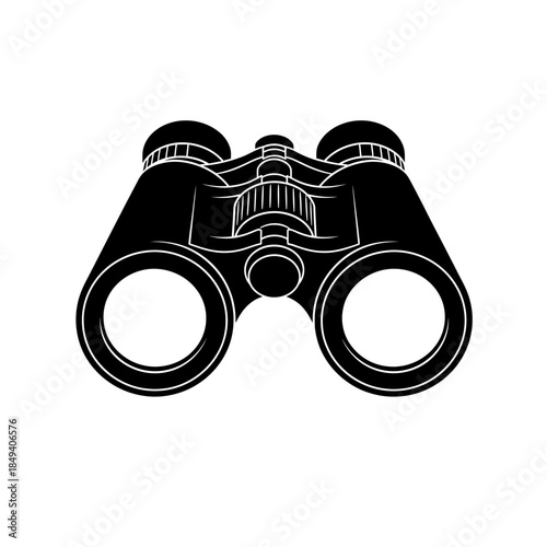 Binoculars Field Glasses Spy Tool Black Silhouette Vector Icon Isolated on White Background for Exploration