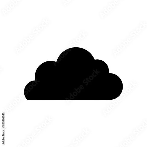 Cloud Icon Overcast Sky Weather Symbol Black Silhouette Vector Icon Isolated on White Background for Climate Design