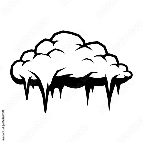 Snow Cloud Snowy Weather Winter Icon Black Silhouette Vector Icon Isolated on White Background for Cold Design