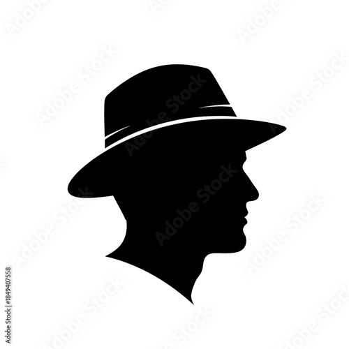Farmer Head Straw Hat Agriculture Avatar Black Silhouette Vector Icon Isolated on White Background for Rural Design