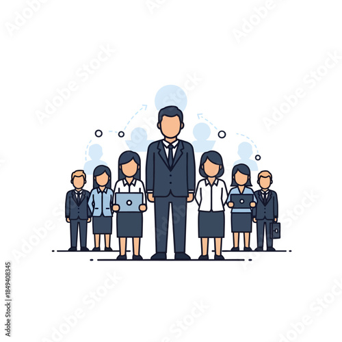 Businessman standing with team of professionals.