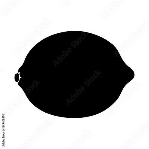 Whole Lemon Citrus Fruit Sour Food Fresh Black Silhouette Vector Icon Isolated on White Background for Vitamin C