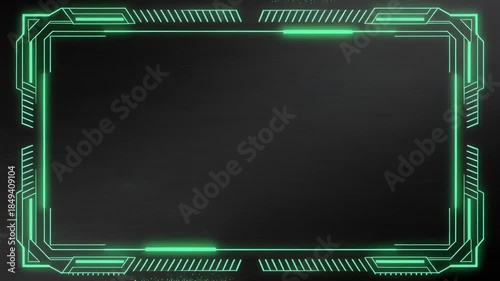 Futuristic Neon Green Border Animation on Dark Background